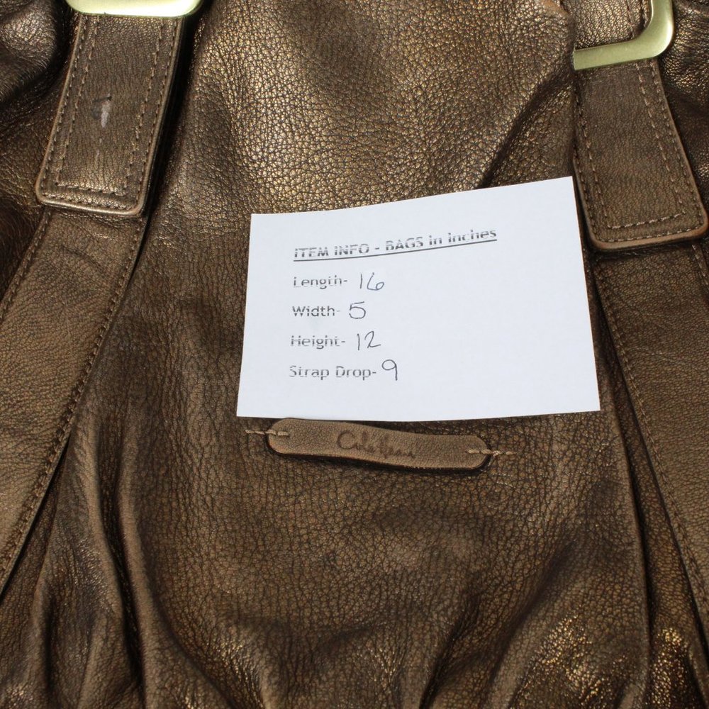 Cole Haan Gold Brown Leather Brass Buckle Double Handles Tote Shoulder Bag - Picture 12 of 12